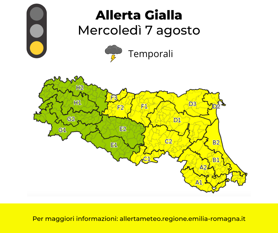 Allerta Meteo gialla - mercoled  7 agosto foto 