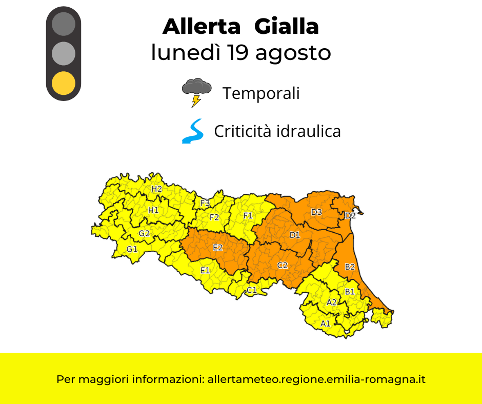 Allerta Meteo gialla - lunedì 19 agosto foto 