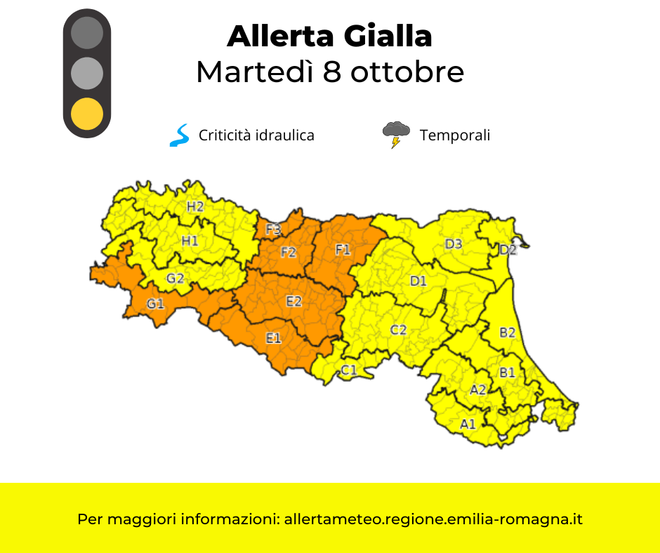 Allerta Meteo gialla martedì 8 ottobre foto 