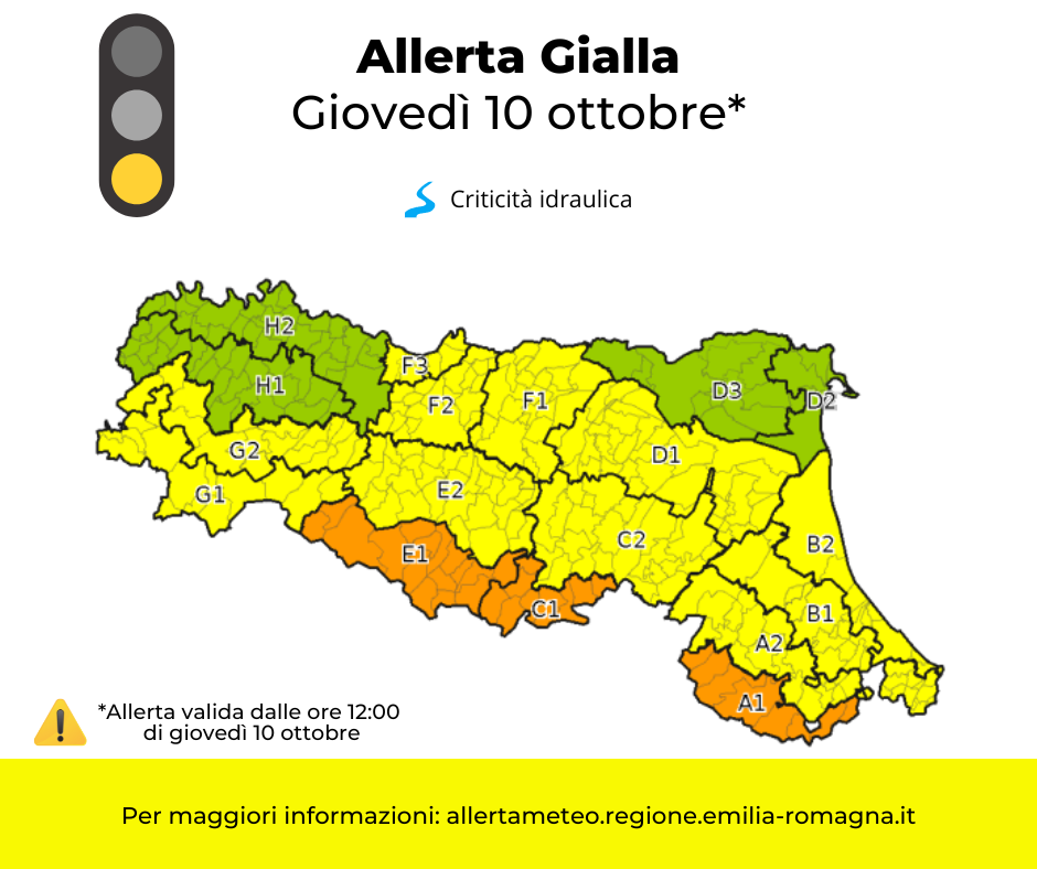 Allerta Meteo gialla giovedì 10 ottobre foto 