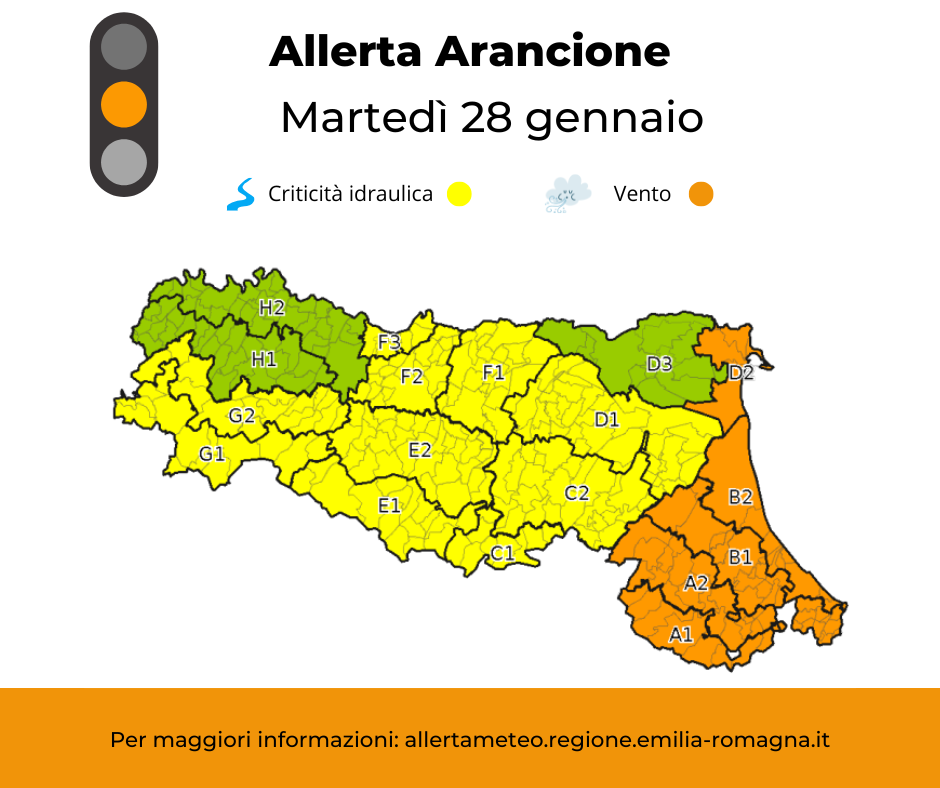 Allerta Meteo arancione martedì 28 gennaio foto 