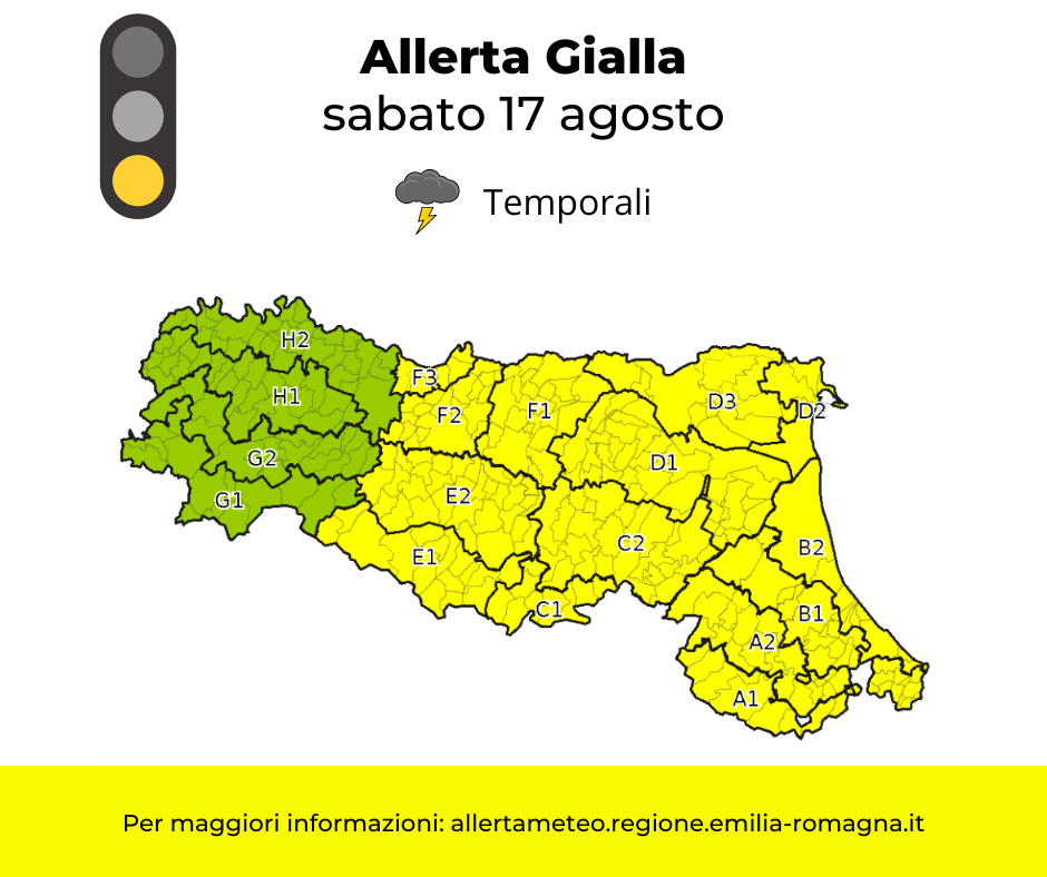Allerta Meteo gialla - sabato 17 agosto