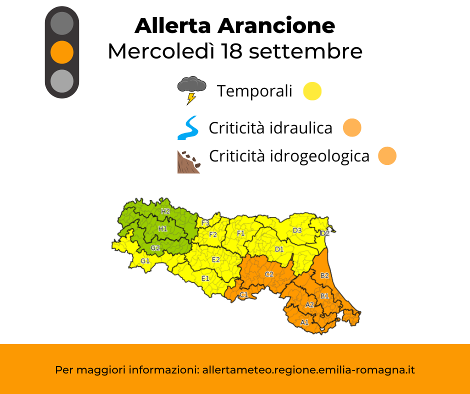 Allerta Meteo arancione - mercoledì 18 settembre